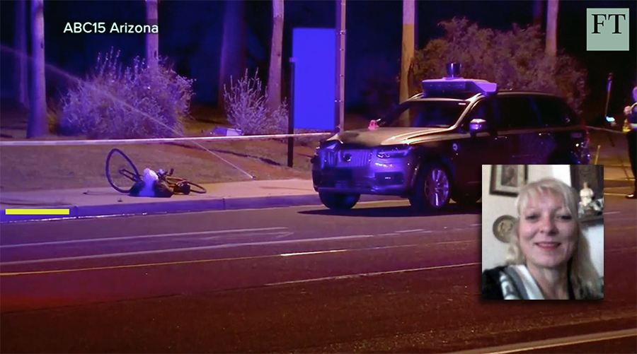 Elaine Herzberg dödades av en självkörande bil av märket Volvo från Uber - Foto: FT.com